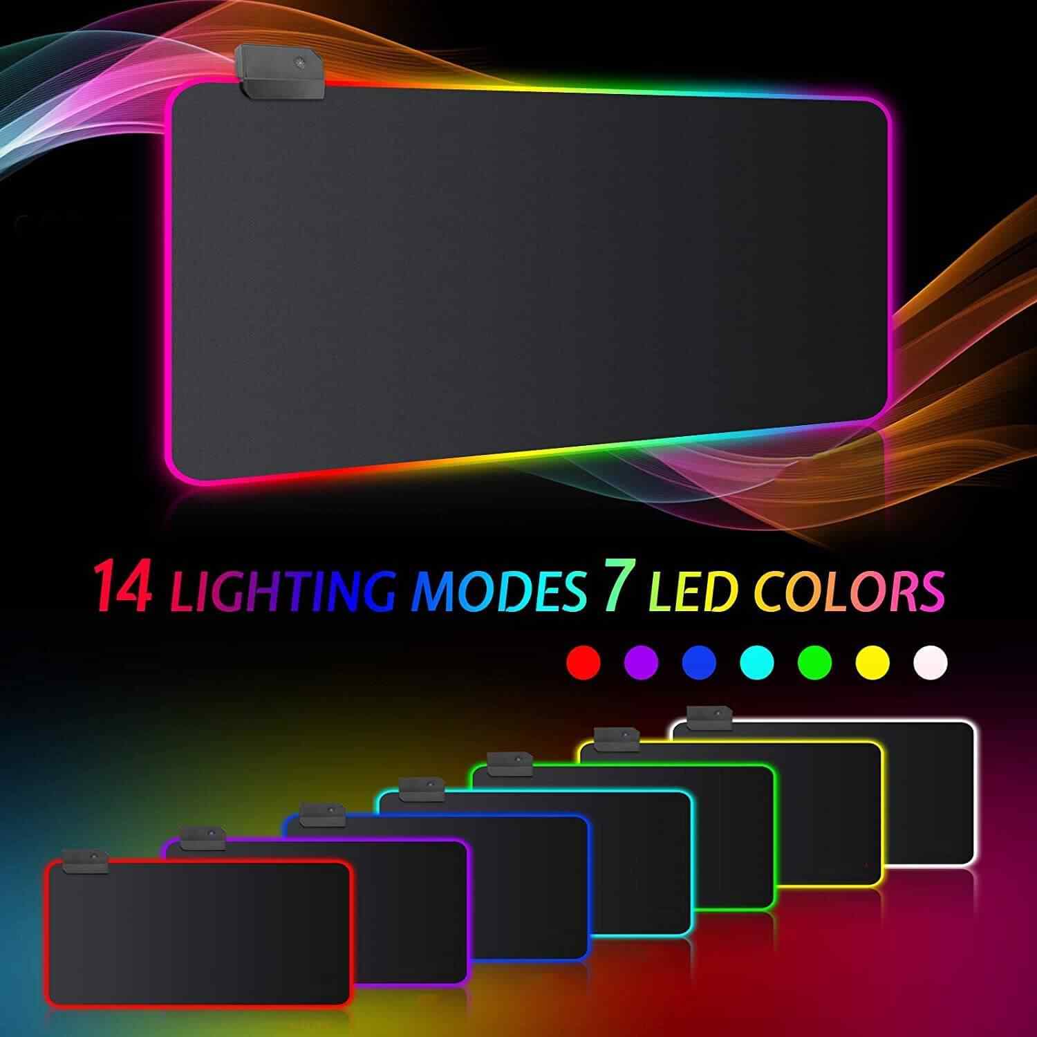 Tappetino per mouse da gioco XXL, illuminazione LED RGB, microfibra/gomma -  PEARL