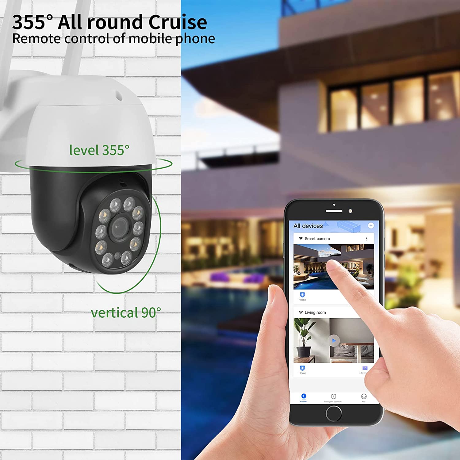 Ip Camera Wifi Esterno 3mp 1080p Led Lampada Solare Ip66 Telecamera Cam  Microsd 