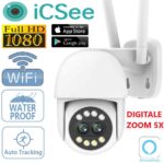 TELECAMERA IP iCSee CAM PTZ WIFI CAMERA DOME WIRELESS ESTERNO SPEED ZOOM iCSee ZOOM 5X